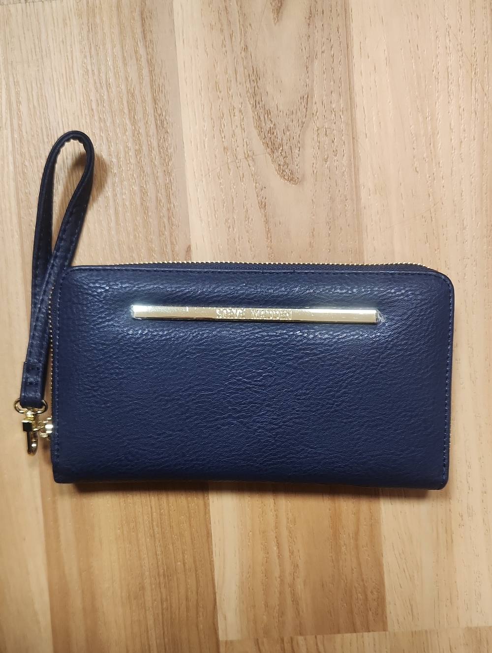 Steve Madden Navy Wristlet Clutch Wallet with Gold Accent
